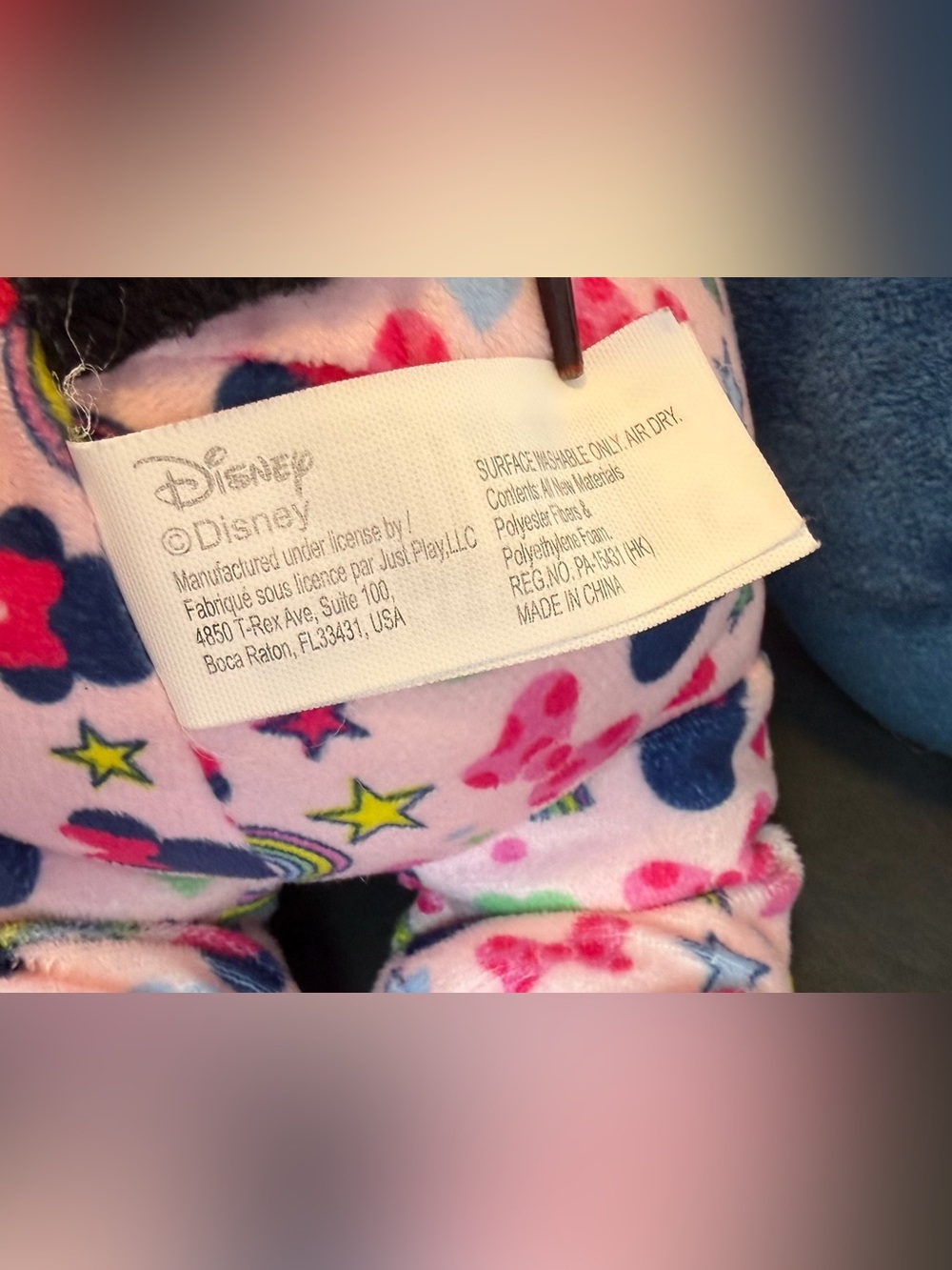 Disney Plush Pair Mickey & Minnie Pajamas Bedtime Sleep Just Play Rare Blue Pink - Picture 6 of 14